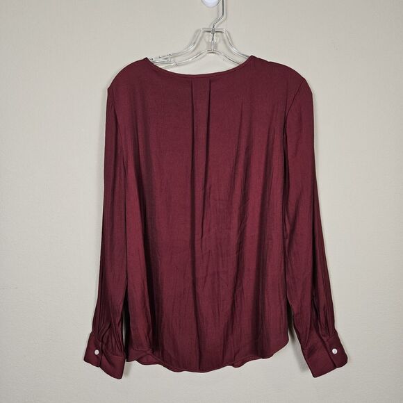 Banana Republic Twill Keyhole Blouse Size Large Brick Red Business Casual Party - Picture 4 of 11